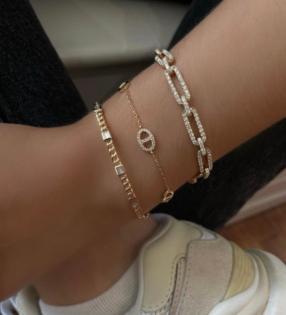 Diamond Mariner Bracelet, 14K Yellow Gold- URBAETIS Fine Jewelry