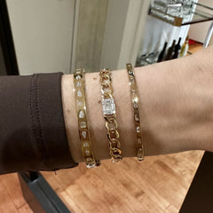 Inlay Diamond Baguette Bangle, 14K Yellow Gold- URBAETIS Fine Jewelry