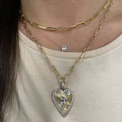 Illusion Emerald Diamond Necklace, North South, 14K Yellow Gold- URBAETIS Fine Jewelry