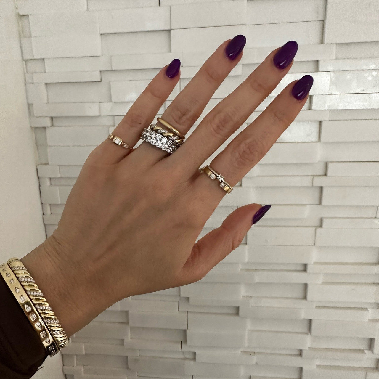 Stacked Baguette Diamond Ring, 14K Yellow Gold- URBAETIS Fine Jewelry