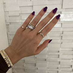 Stacked Baguette Diamond Ring, 14K Yellow Gold- URBAETIS Fine Jewelry