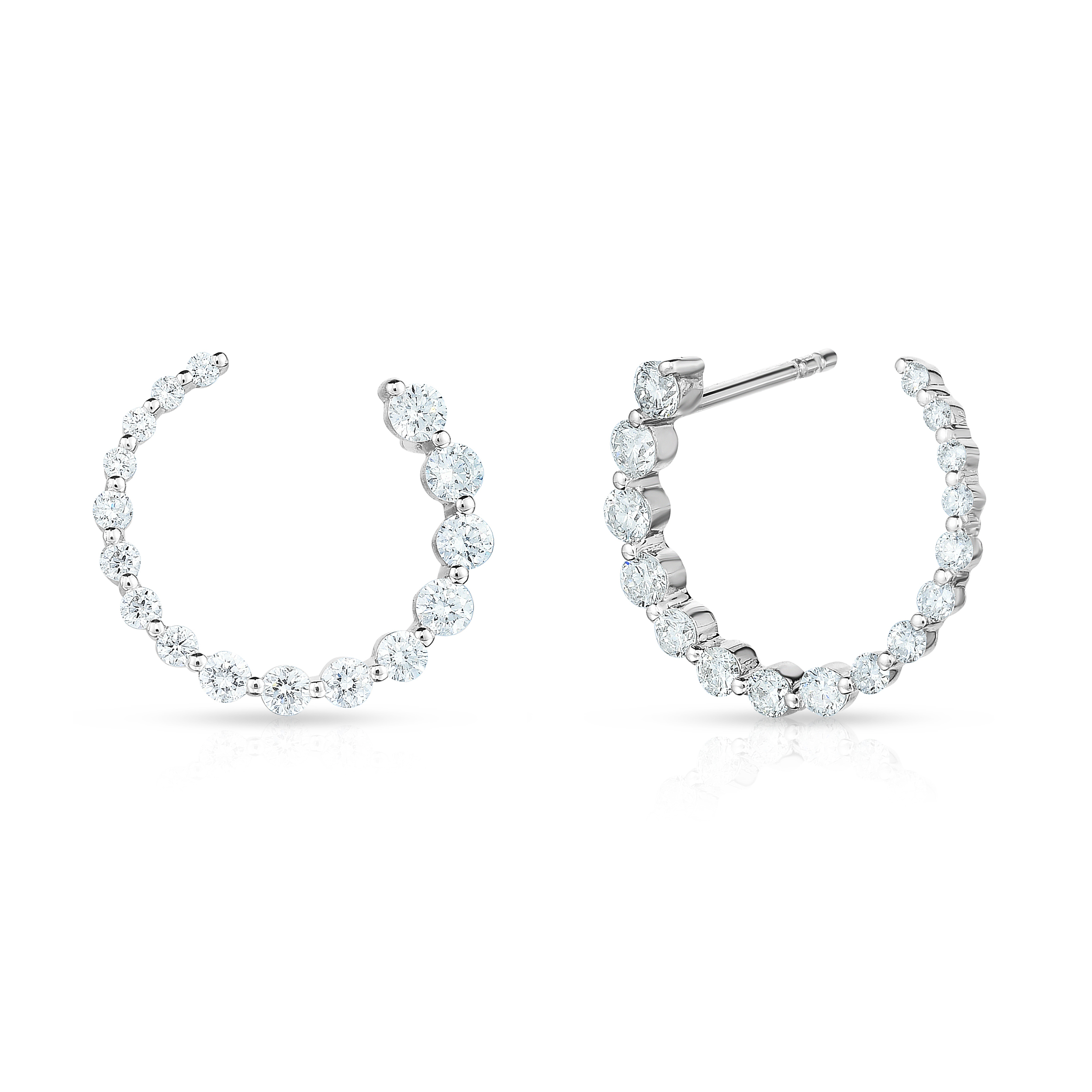 Graduated Diamond Single Prong Hoops