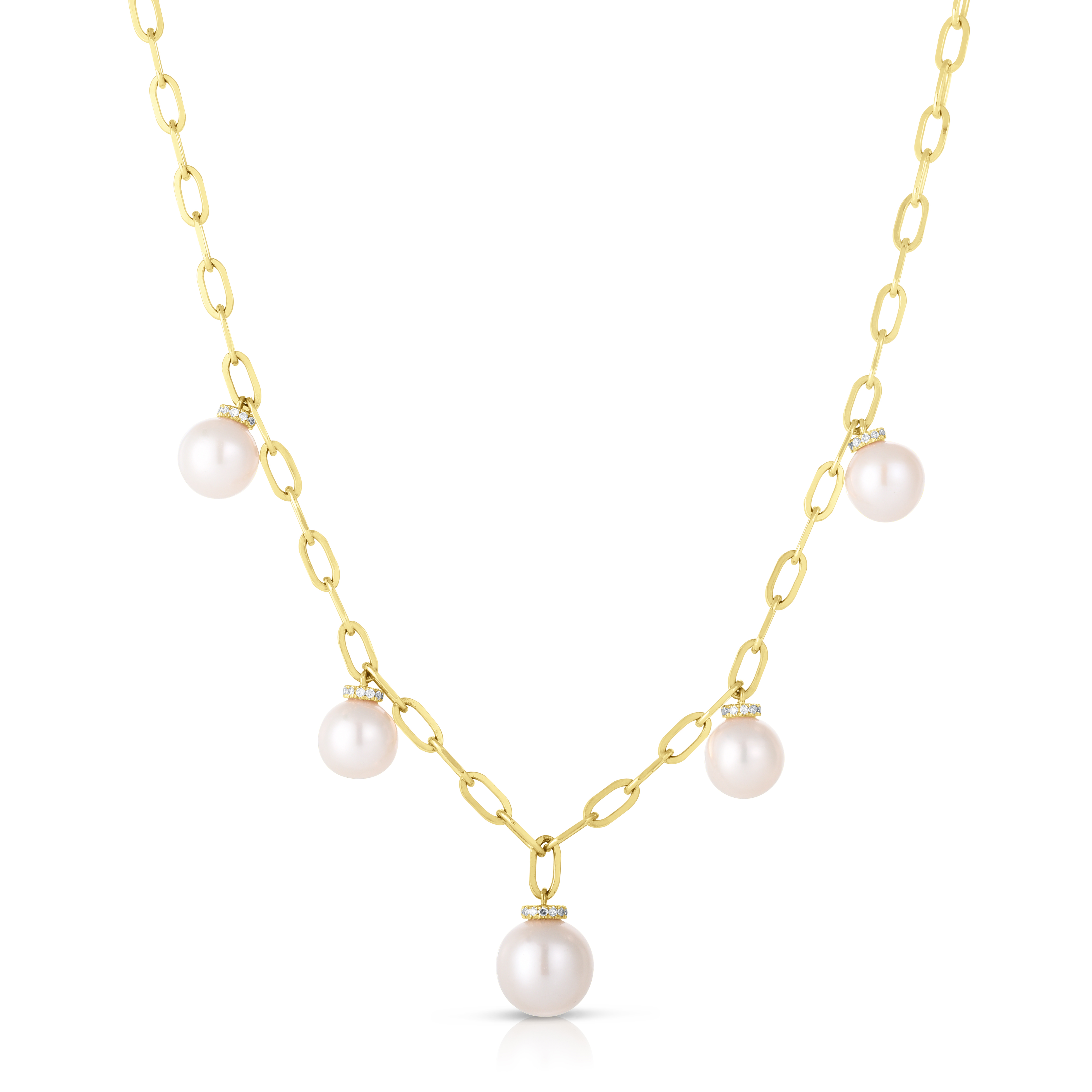 Pearl and Diamond Charm Necklace