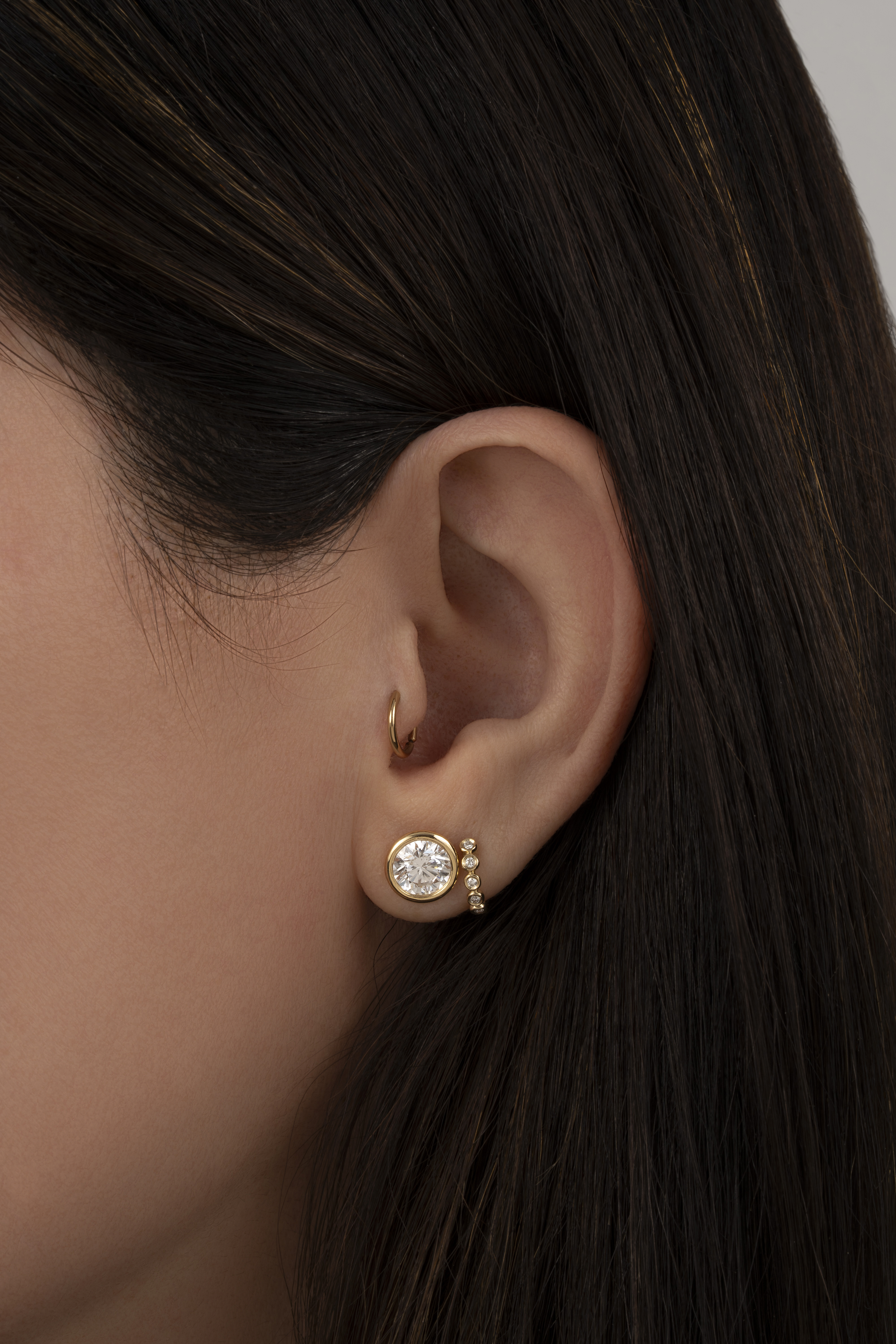4 carat total weight bezel set lab diamond studs